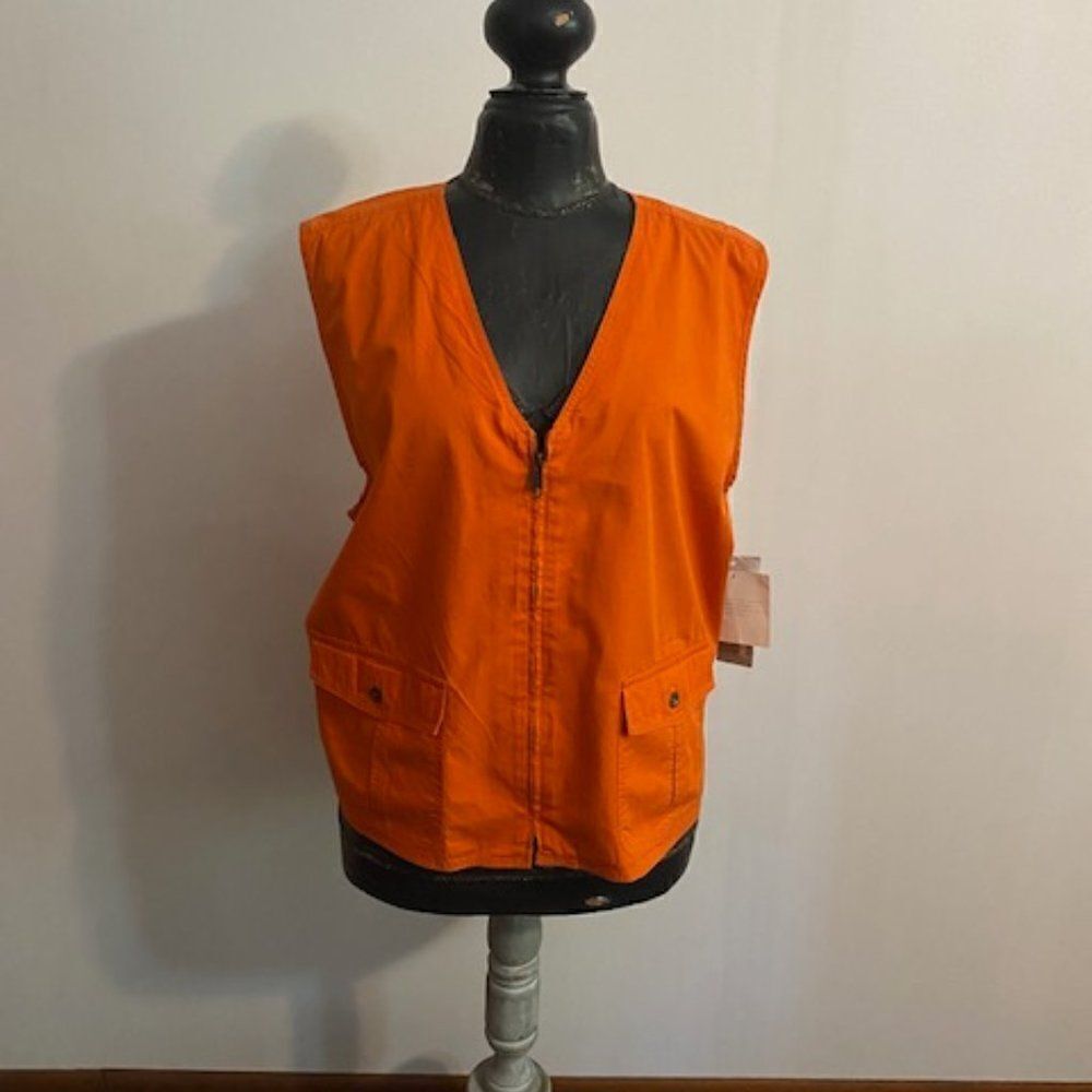 Jones New York Sports Orange front zip, adjustable side vest, size 2X